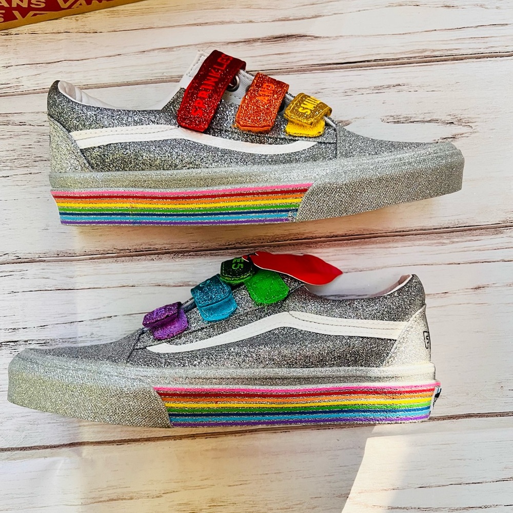 Vans x Flour‎ Shop Limited-Ed Rainbow Sparkle Sneak Old skool new with tags box